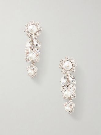 Simone Rocha Orecchini In Metallo Argentato Con Cristalli E Perle Sintetiche Daisy Cluster - Argento