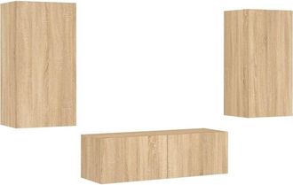 vidaXL Vidaxl - 3 Piece tv Wall Cabinets with led Lights Sonoma Oak