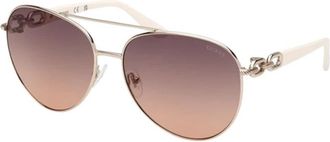 Guess Aviator Metalen Zonnebril - Dames - Zonnebrillen - Geel - 61 MM - Accessoires