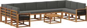 vidaXL Conjunto De Sof&aacute;s De Exterior 11 Uds. Natural Y Antracita Vidaxl