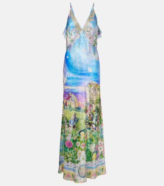 Camilla Printed silk slip dress