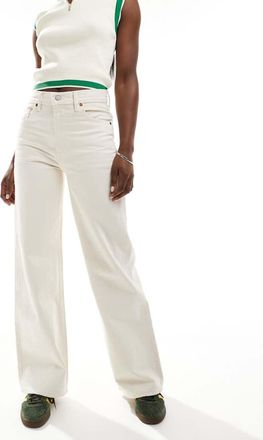 Levi's Ribcage - Jeans con fondo ampio bianchi a vita alta-Bianco