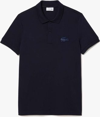 Lacoste Heren Lacoste Regular Fit Quilted Crocodile Badge Poloshirt in Blauw