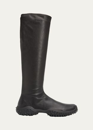 Miu Miu 40mm Bubble Leather Knee-High Boots