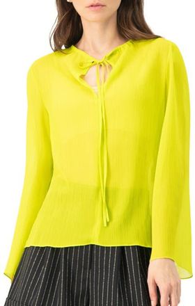 Ivonne Long Sleeve V-Neck Tunic Blouse in Light Green at Nordstrom, Size 14