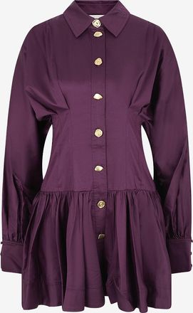 Aje Kurzes Satinenkleid mit Hemdkragen Alexa