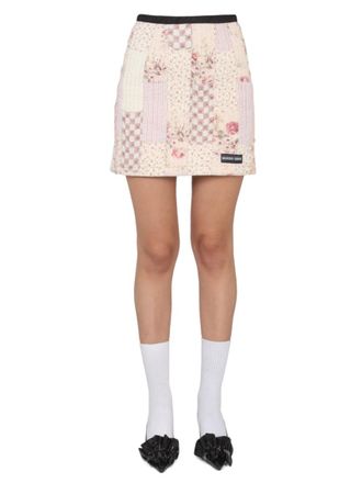 Marine Serre Multicolor Patchwork Mini Skirt