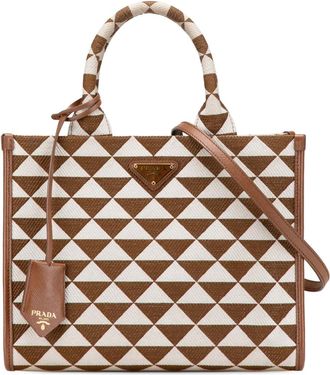 Prada Borsa a tracolla Symbole piccola in tela con design a triangolo 2013-2025 - Marrone