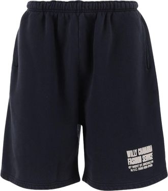 Willy Chavarria Relaxed Fit Cotton Shorts with Contrast Logo