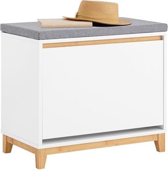 SoBuy SoBuy FSR191-WN Banco Zapatero Mueble para Pasillo con 1 Hoja abatible y 1 cojín L60xP34xH55 cm