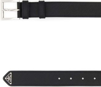 Prada Mens Black Leather Belt Nero Vitello Cinture