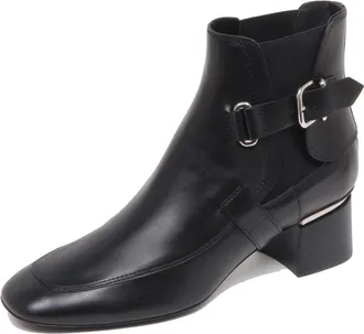 Tod's Stijlvolle Italiaanse leren laars schoen - Dames - Laarzen met Hak - Zwart - 36 1/2 EU - Leer - Schoenen