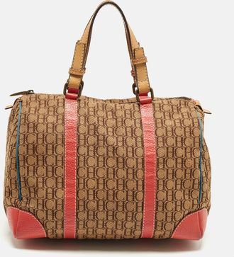 Carolina Herrera Andy Multicolor Monogram Canvas And Leather Satchel