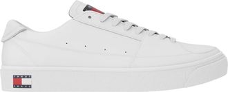 Tommy Jeans Witte Leren Lage Sneakers - Heren - Sneakers - Wit - 45 EU - Leer - Schoenen