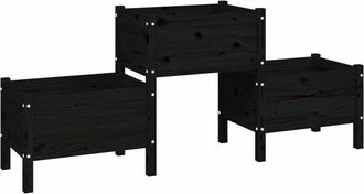 vidaXL Jardinera De Madera De Pino Maciza Negra 178,5x44x75 Cm Vidaxl
