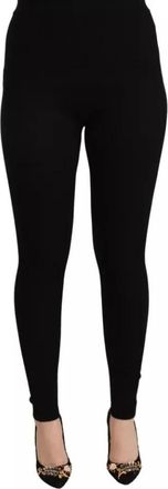 Dolce & Gabbana Zwarte High Waist Stretch Legging - Dames - Leggings - Zwart - L - Wol - Broeken
