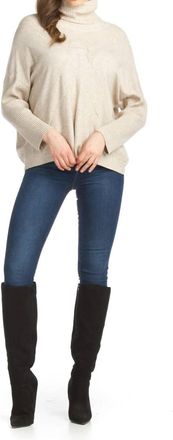 Papillon Knit Sweater With Ribbed Neck & Sleeve In Oatmeal
