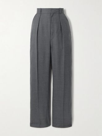 Christophe Lemaire Pantaloni A Gamba Dritta In Lana Grain De Poudre Con Pinces - Grigio