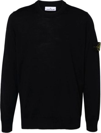 Stone Island Round-neck Knitwear, male, Blue, Size: 2XL Casual Knit Pullover Sweater