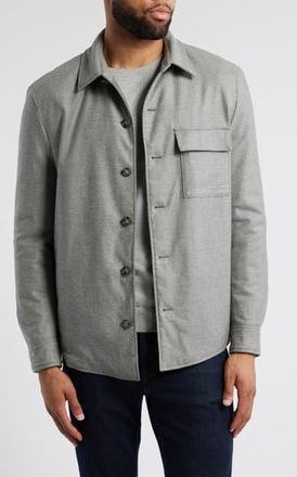 HUGO BOSS Corvin Inpad Virgin Wool Blend Overshirt in Open Gy at Nordstrom Rack, Size 44