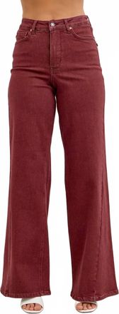 Judy Blue High Waist Retro Wide Leg With Twisted Seams Jeans In Burgundy