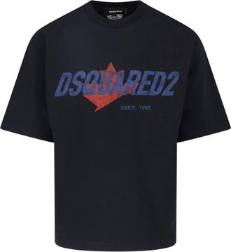 Dsquared2 Black Cotton Logo Printed T-Shirt