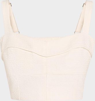 Veronica Beard Faxon Textured Sleeveless Crop Top