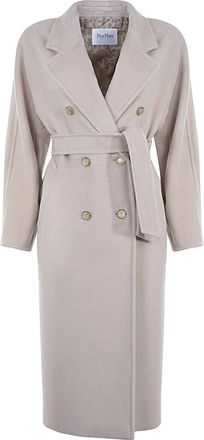 Max Mara Belted Coats, female, Gray, Size: S Cappotto