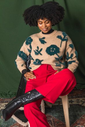 Roman Fluffy Floral Knit Jumper