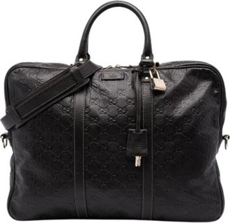 Gucci Pre-owned Aktetas - unisex - Pre-owned - Zwart - Maat: ONE Size Leer