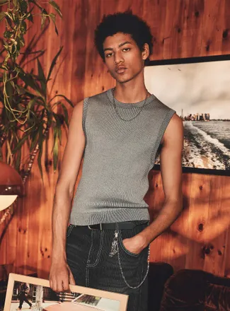 Djab Mens Two-tone ribbed Tank Top