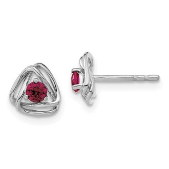 Diamond2Deal 14k White Gold Created Ruby Stud Earrings