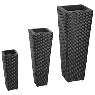 Berkfield Home Garden Raised Beds 3 pcs Poly Rattan Black