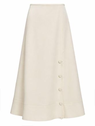 Jil Sander Satin Finish A-Line Buttons Midi Skirt