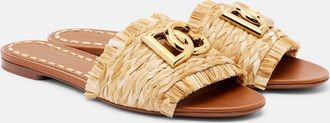 Dolce & Gabbana DG raffia-effect slides