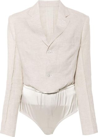 BETTTER x Zegna blazer-style bodysuit - women - Linen/Flax/Silk/Cotton - M - Neutrals