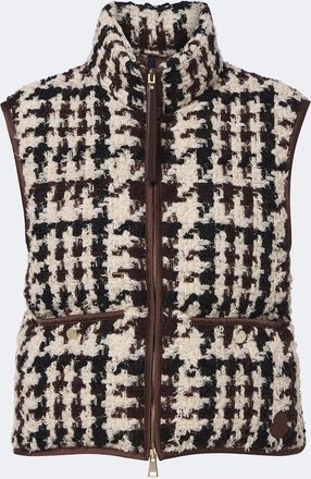 Moncler Gilet in misto lana e cotone con pelle