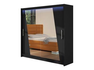 Mirjan24 Armario Closico Pallor Xiv, Negro, 215x180x58cm, Puertas De Armario: Correderas, N&uacute;mero De Estantes: 5, Led