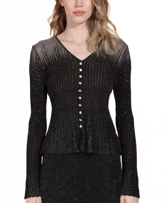 Collective Metallic Jeweled Button Down Blouse In Black