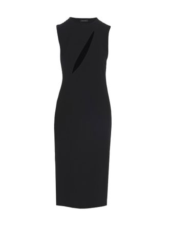 Versace Black Acetate Midi Womens Dress