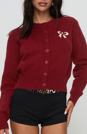 Princess Polly With a Bow Cardigan in Red at Nordstrom, Size X-Small