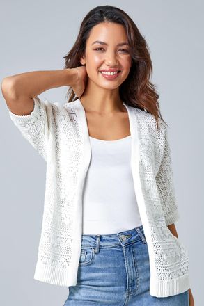 Roman Stitch Detail Knit Cardigan
