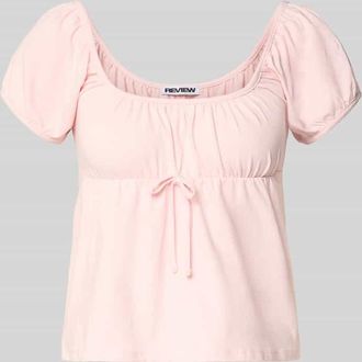 Review T-Shirt im Allover-Look mit Schn&uuml;rung in Rose, Gr&ouml;&szlig;e XL