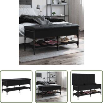 vidaXL Scarpiera - Panca Porta Scarpe Nera 102x42x45 cm in Legno Multistrato