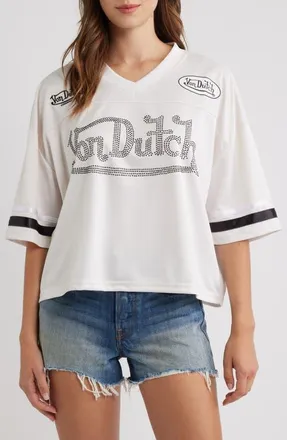 Von Dutch Cropped Mesh Football Jersey in Gardenia at Nordstrom, Size X-Large