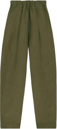 Cortana Ama- linnen en zijden groene broek - Dames - Broeken - Groen - XL - Linnen - Broeken