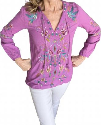 Johnny Was Gabriella Pintuck Blouse In Pansy