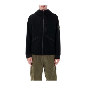 Stone Island Textured Zip-Up Hoodie - Heren - Sweatshirts & Hoodies - Zwart - Maat: XL