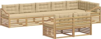 vidaXL Conjunto De Sof&aacute;s De Exterior 8 Uds. Y Beige Poli&eacute;ster Vidaxl
