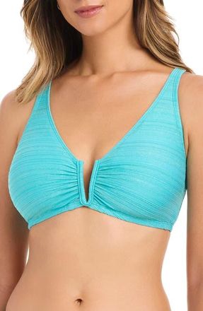 Bleu Rod Beattie Metallic V-Wire Bikini Top in Waterfall at Nordstrom, Size 34Dd
